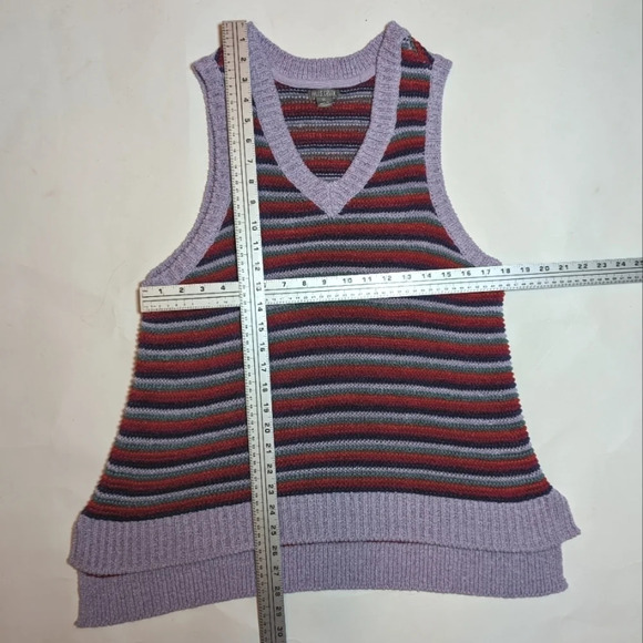 Falls Creek  1X Sleeveless Striped Crochet Knit V Neck Sweater Vest Shirt Plus - Picture 8 of 9
